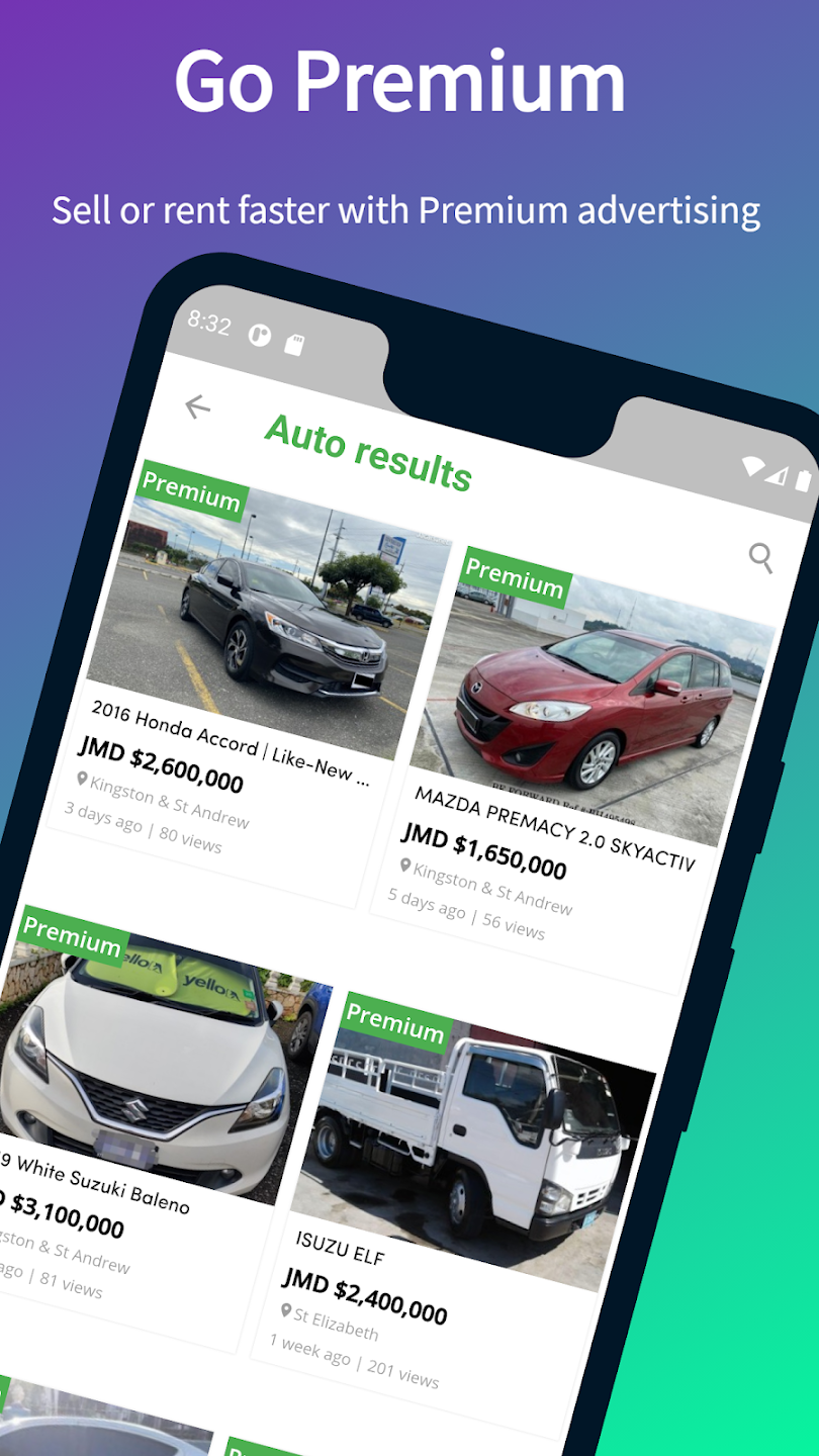 Classified app premium listings screen